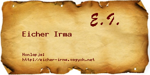Eicher Irma névjegykártya